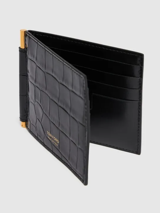 Tom Ford   Patent croc embossed clip wallet 