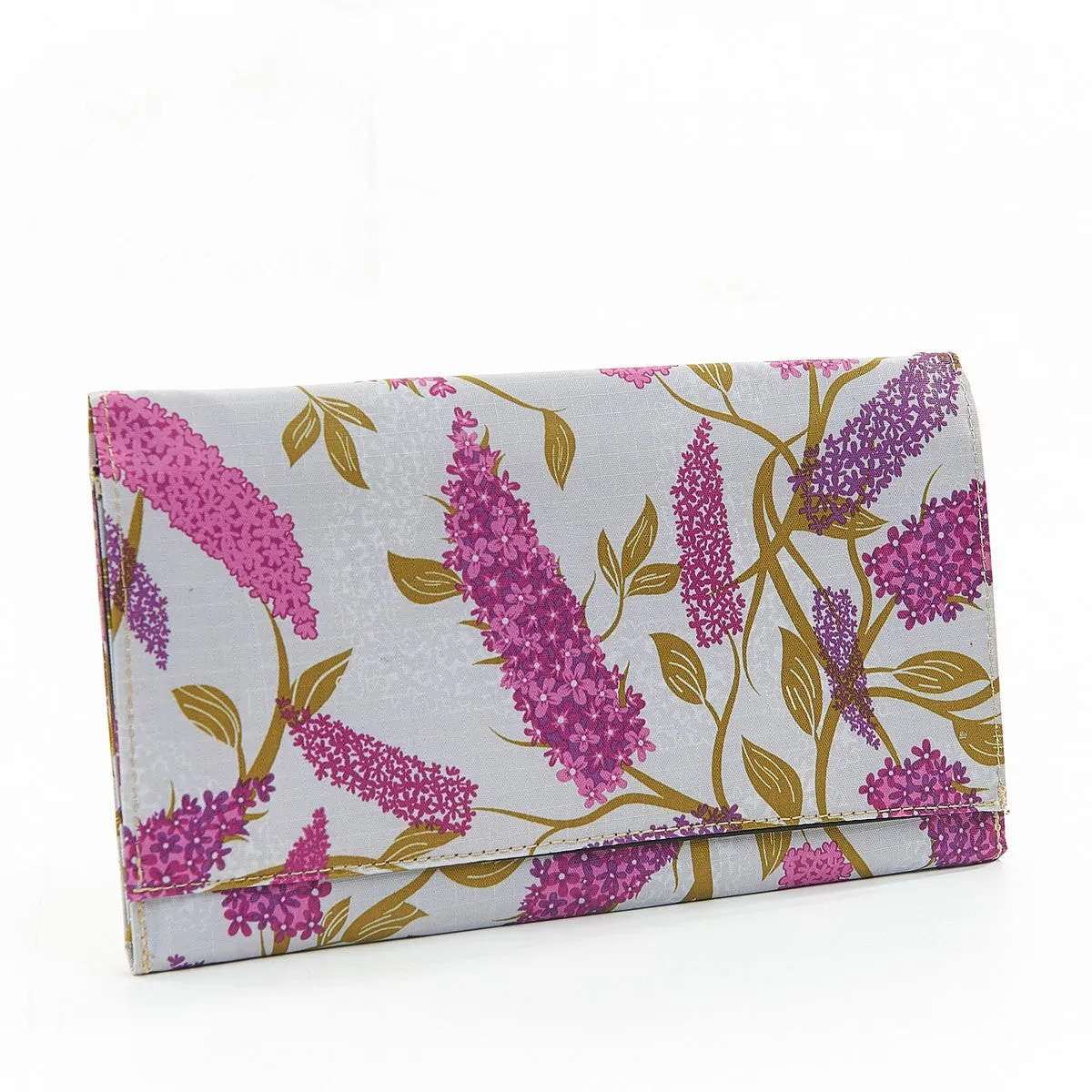 Travel Document Wallet by Eco Chic Waterproof & Durable Fabric Buddleia Design - Grey