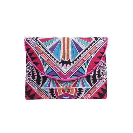 Tribal Clutch Pompom Bag- Thailand