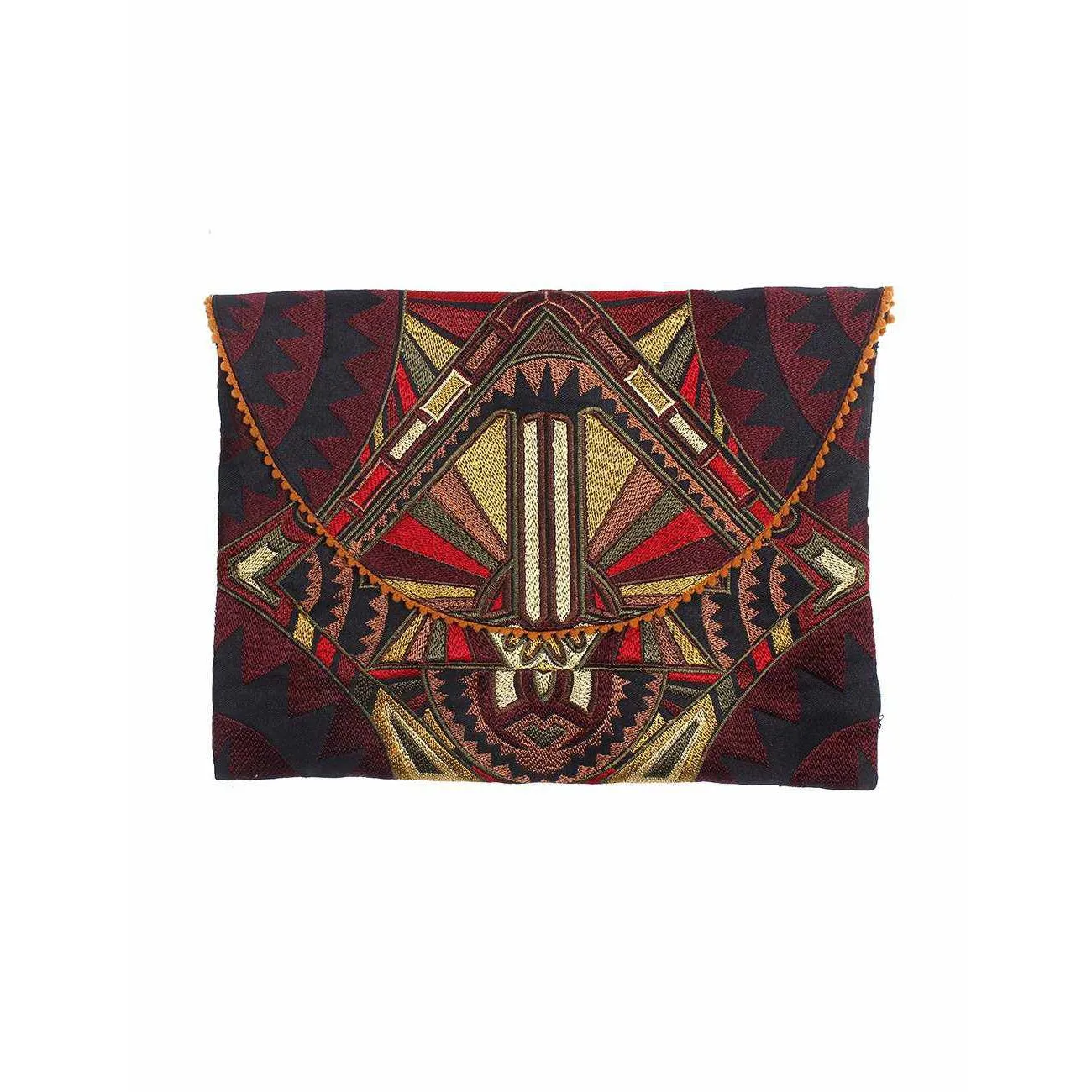 Tribal Clutch Pompom Bag- Thailand