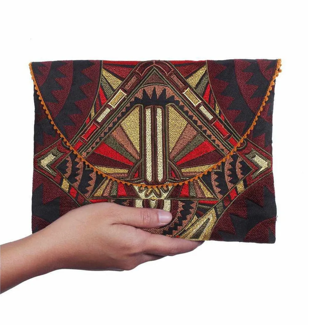 Tribal Clutch Pompom Bag- Thailand