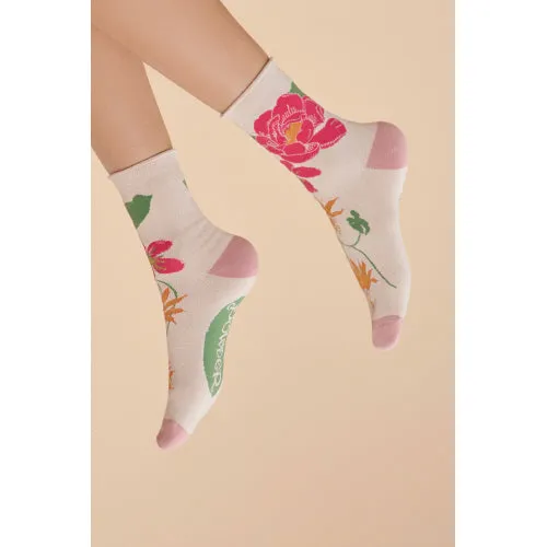 Tropical Flora in Coconut: Socks by Powder UK