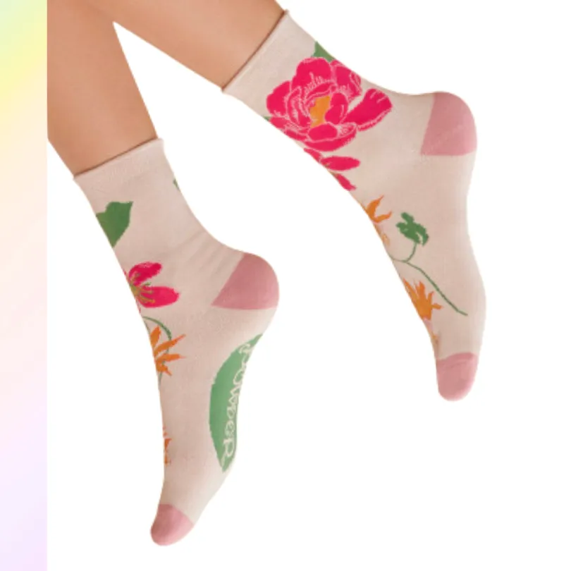 Tropical Flora in Coconut: Socks by Powder UK