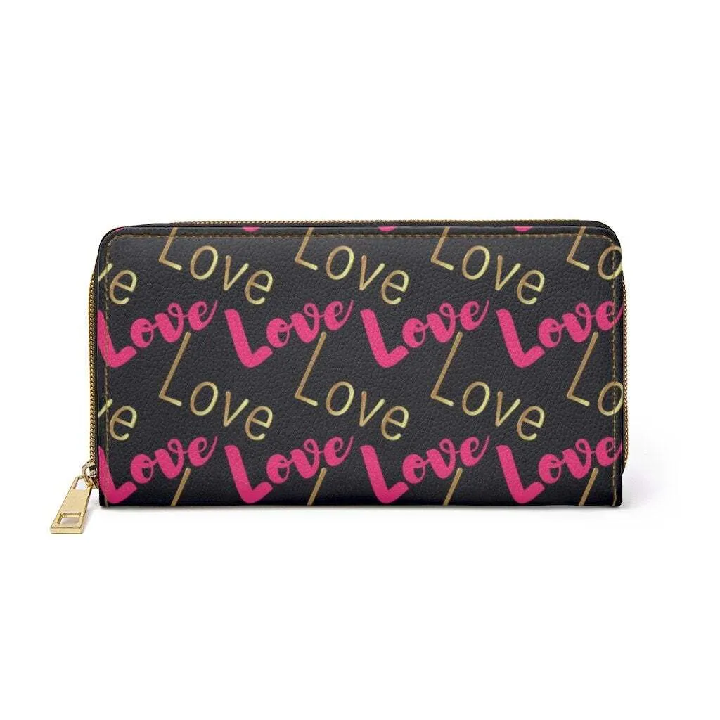 Uniquely You Womens Wallet - Zip Purse / Pink & Gold Love