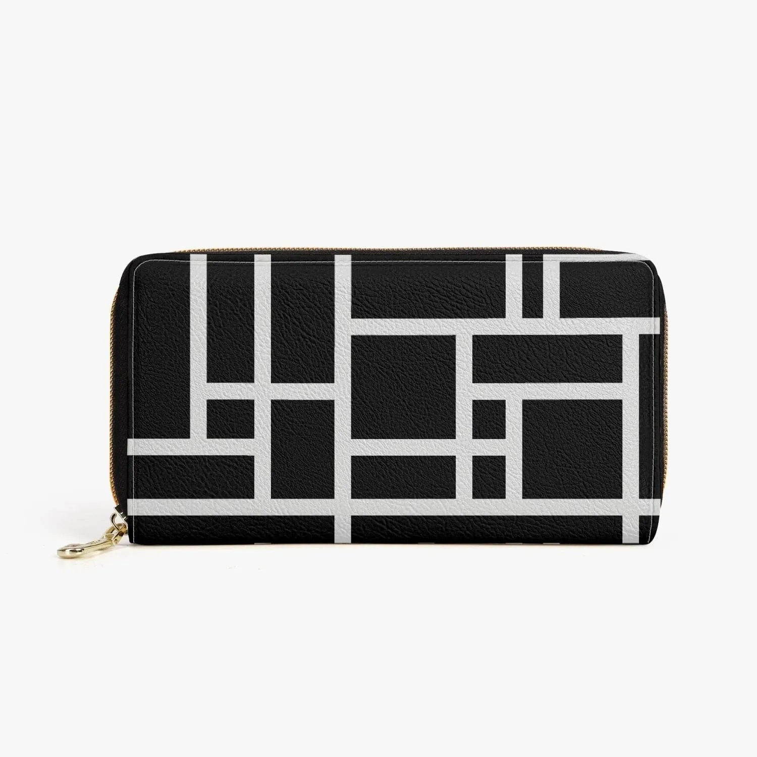 Uniquely You Zipper Wallet - Purse / Black and White Grid Print