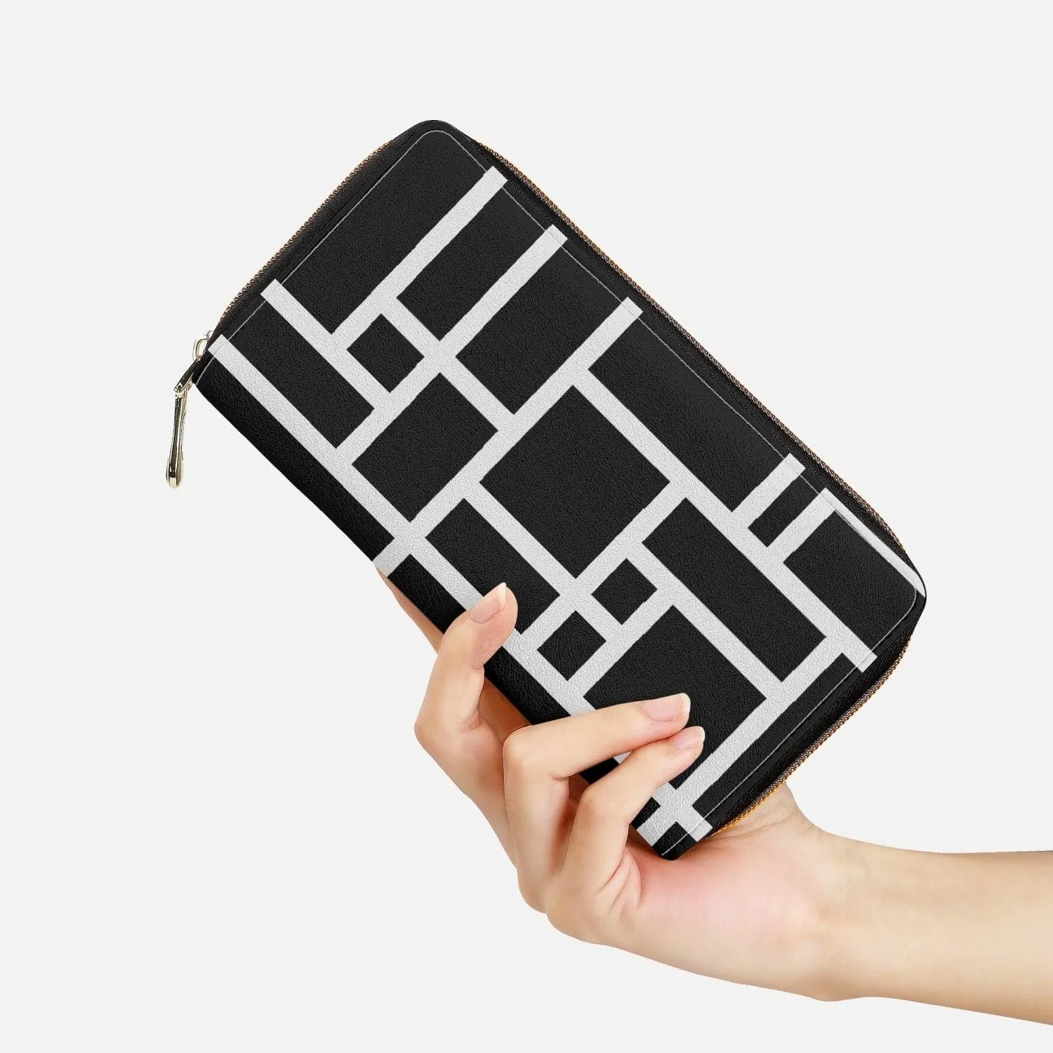 Uniquely You Zipper Wallet - Purse / Black and White Grid Print