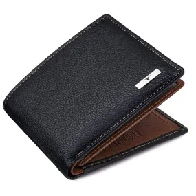 URBAN FOREST Kyle Black/Redwood Leather Wallet for Men, 6 Card Slot