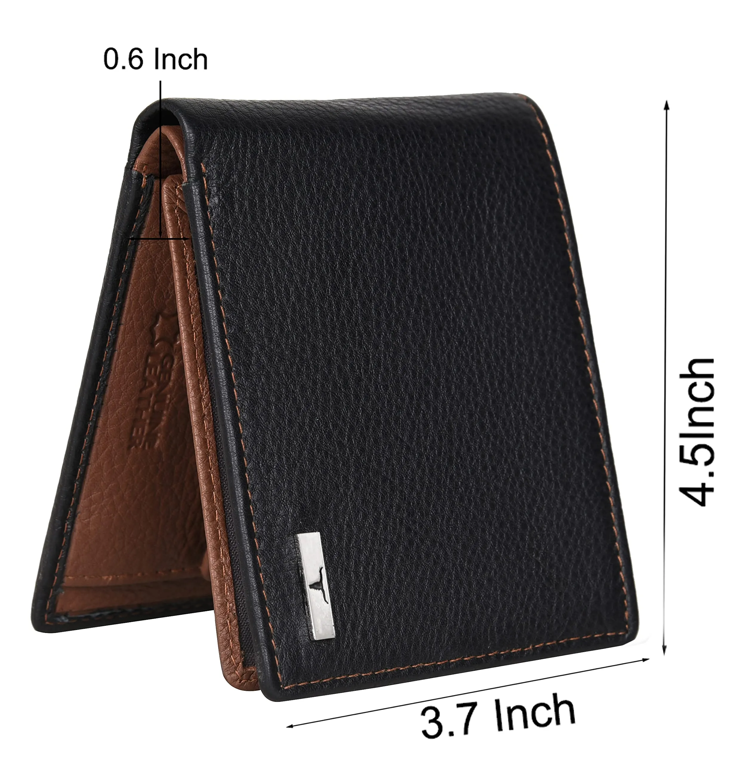 URBAN FOREST Kyle Black/Redwood Leather Wallet for Men, 6 Card Slot