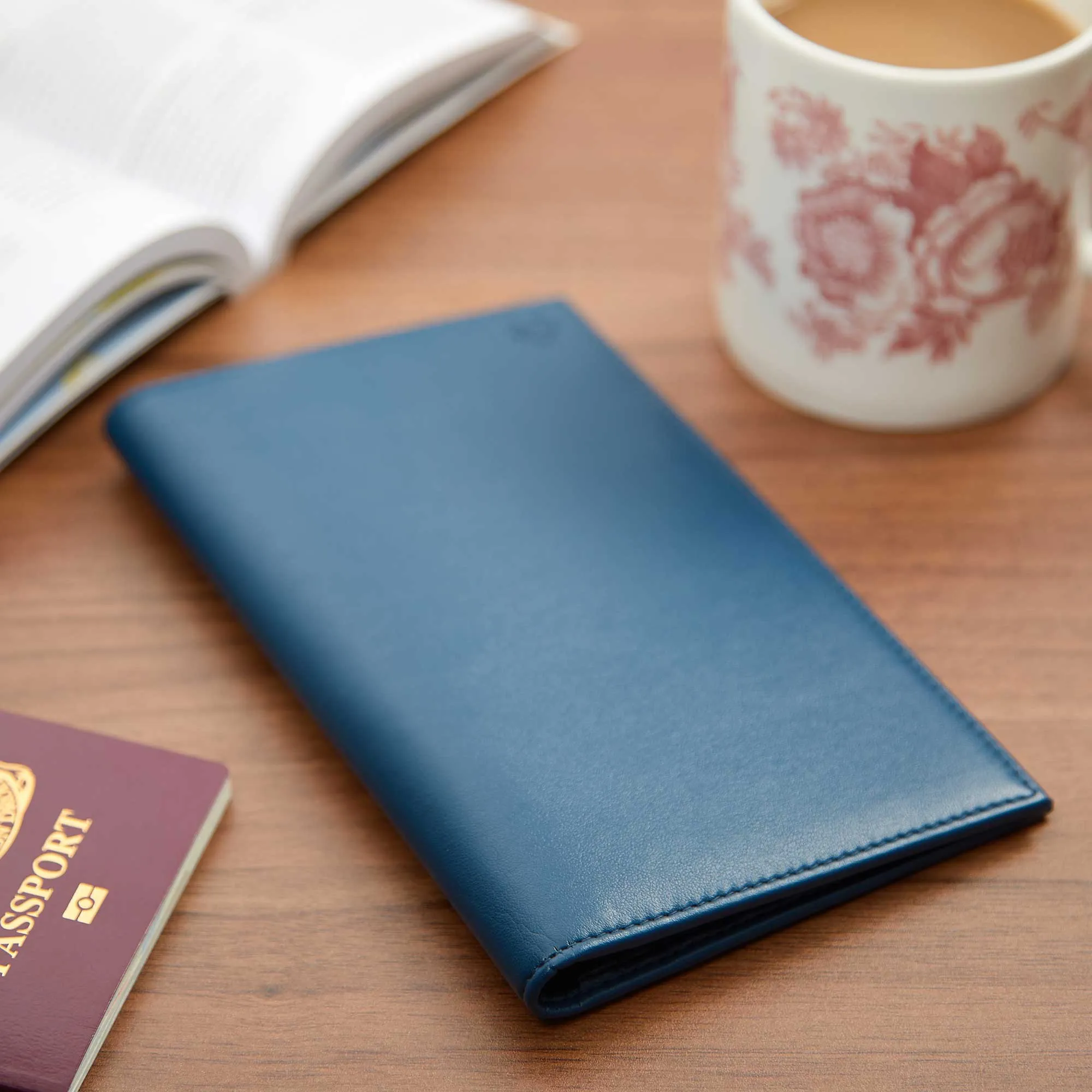 Vegan Leather Passport Holder | Navy Blue