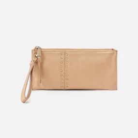 Vida Wristlet In Pebbled Metallic Leather - Dusty Gold