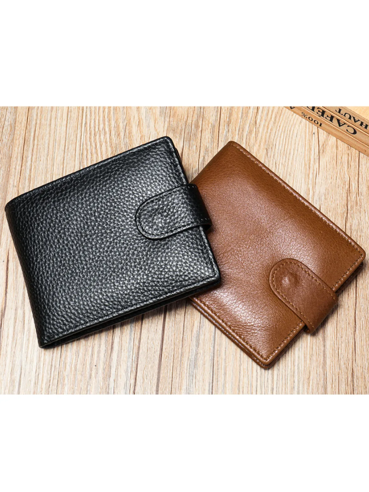 Vintage Bifold Button Cowhide Wallet