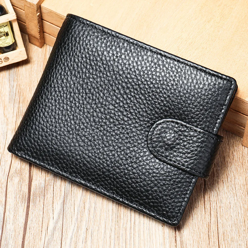 Vintage Bifold Button Cowhide Wallet