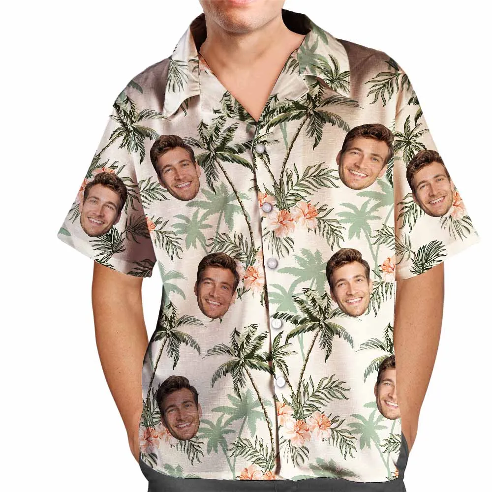 Vintage Hawaiian Beach Shirts with Custom Photo & Print Button-Down Shirt