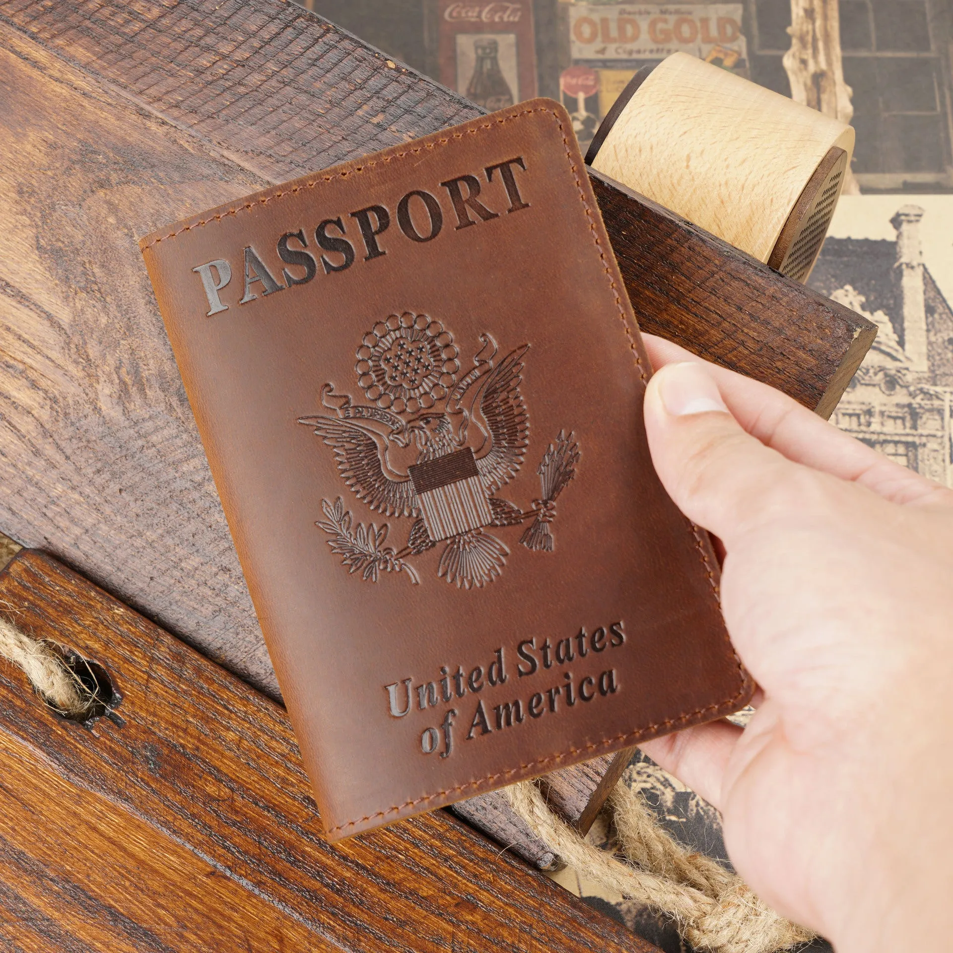 Vintage US Leather Passport Holder