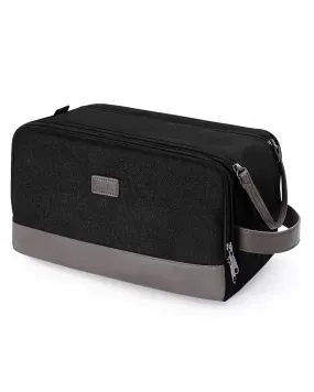 WANDF Canvas Toiletry Bag with Leather Handle for Travel