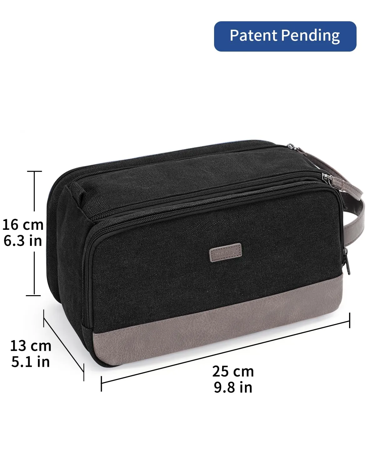 WANDF Canvas Toiletry Bag with Leather Handle for Travel