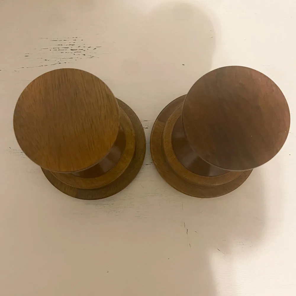 West Elm Wood Candle Holder Pair