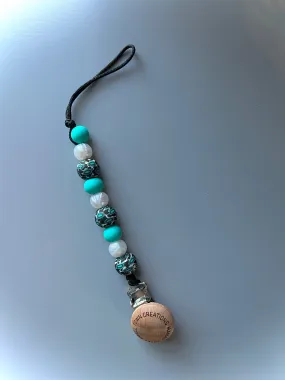 Western Cow Print Turquoise Pacifier Holder