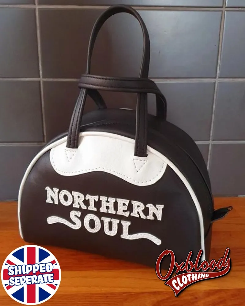 White & Black Northern Soul Handbag - ASTRID Style - Hand-stitched Keep the faith Bag