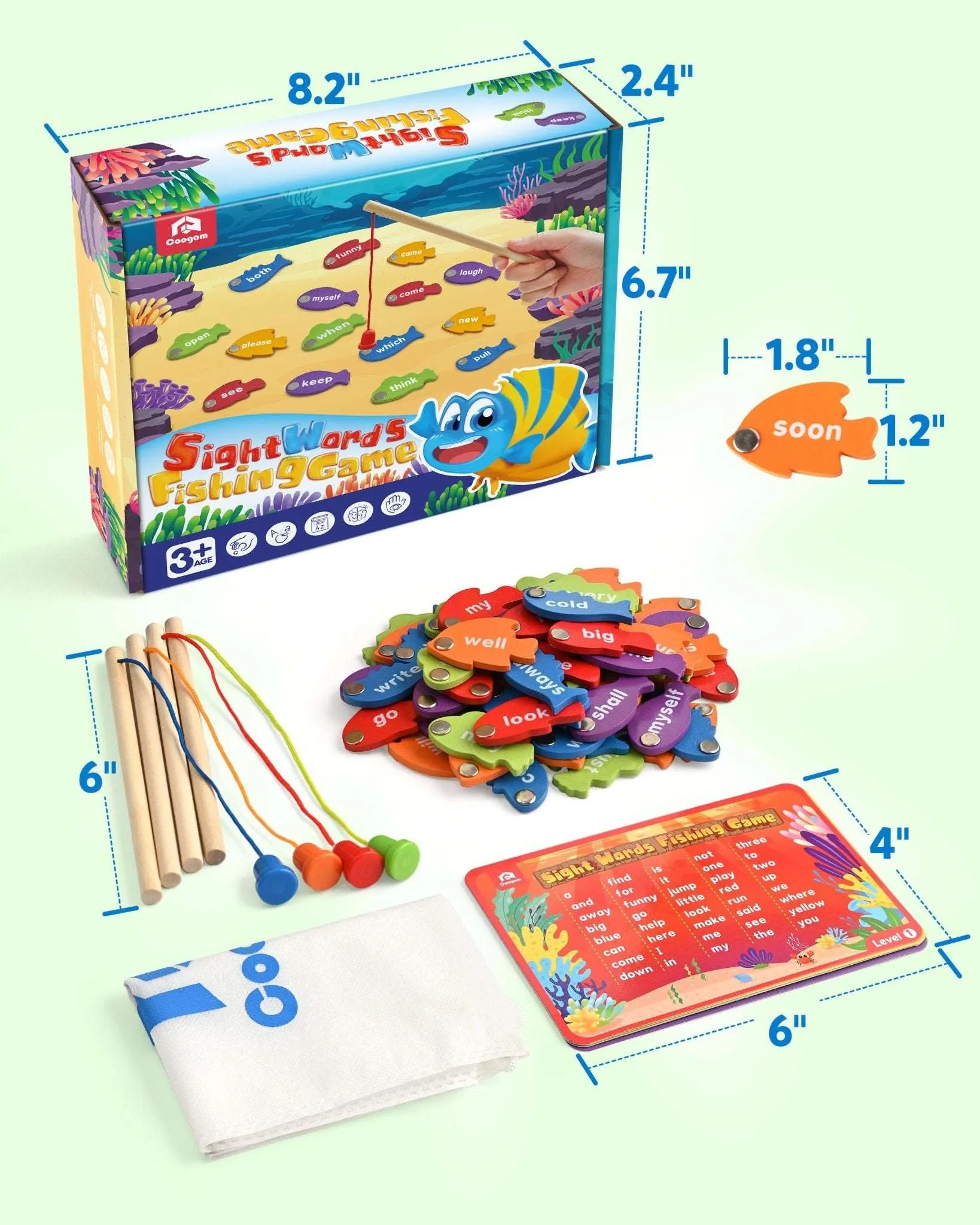 Wooden Magnetic Fishing Sight Words Game