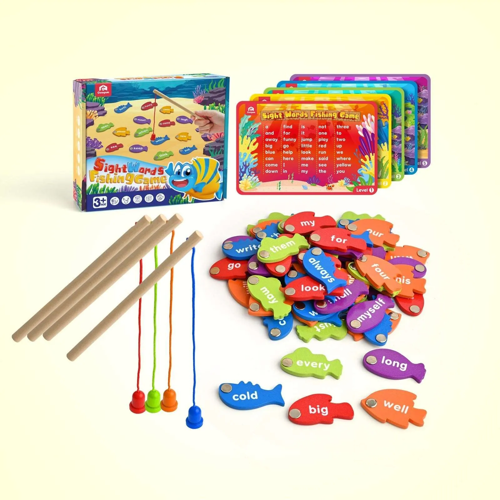 Wooden Magnetic Fishing Sight Words Game