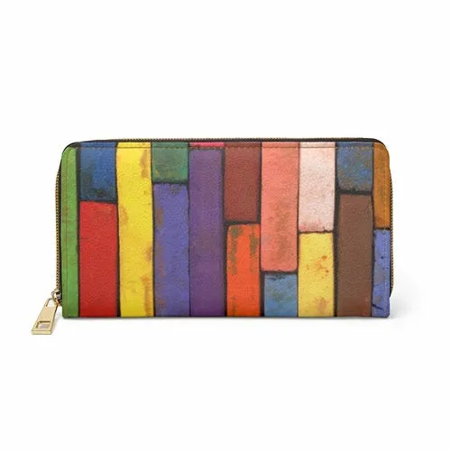 Wristlet Phone Wallet, Multicolor Colorblock Brick Style Purse