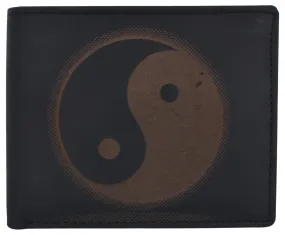 Ying Yang Bifold Genuine Leather Mens RFID Credit Card ID Wallet / 53HTC Ying Yang