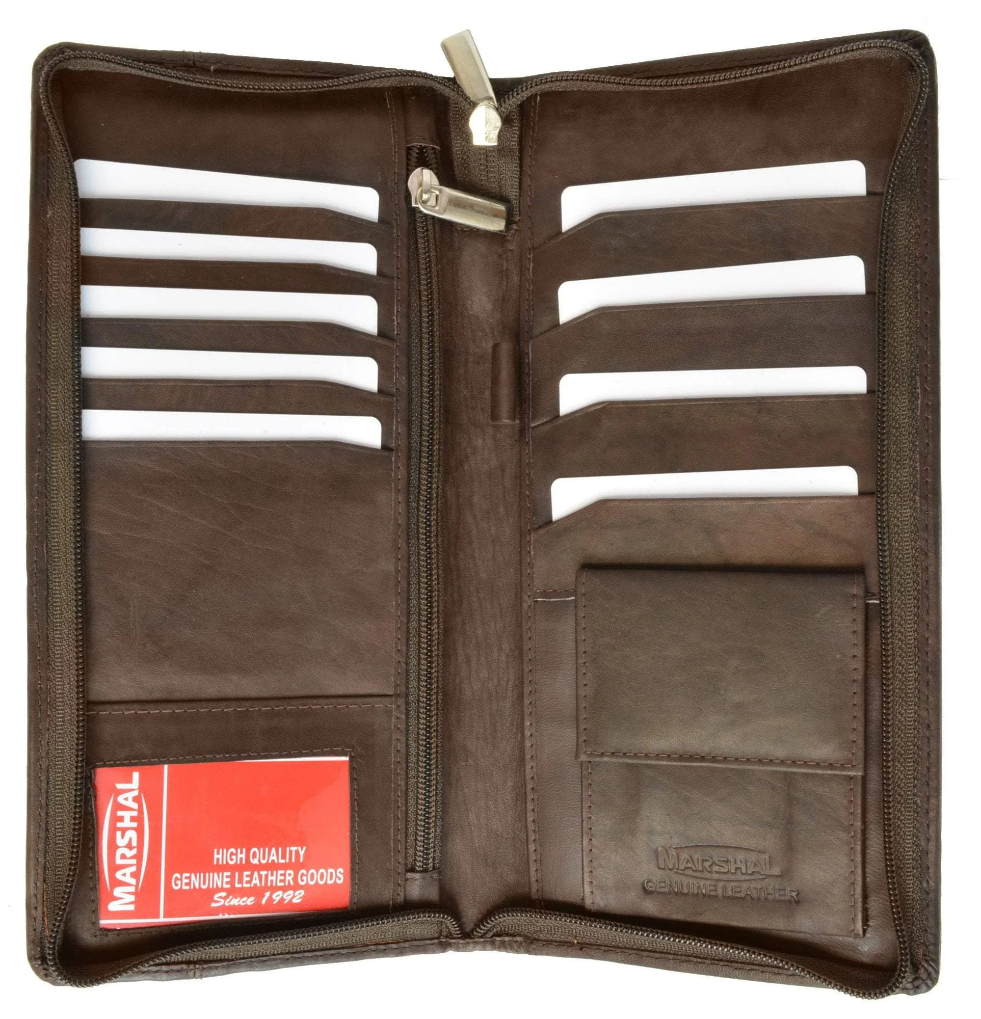 Zip Around Leather Travel Wallet with Passport and Boarding Pass Holder 663 CF (C)