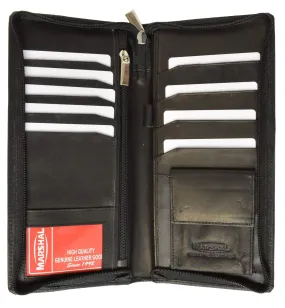 Zip Around Leather Travel Wallet with Passport and Boarding Pass Holder 663 CF (C)