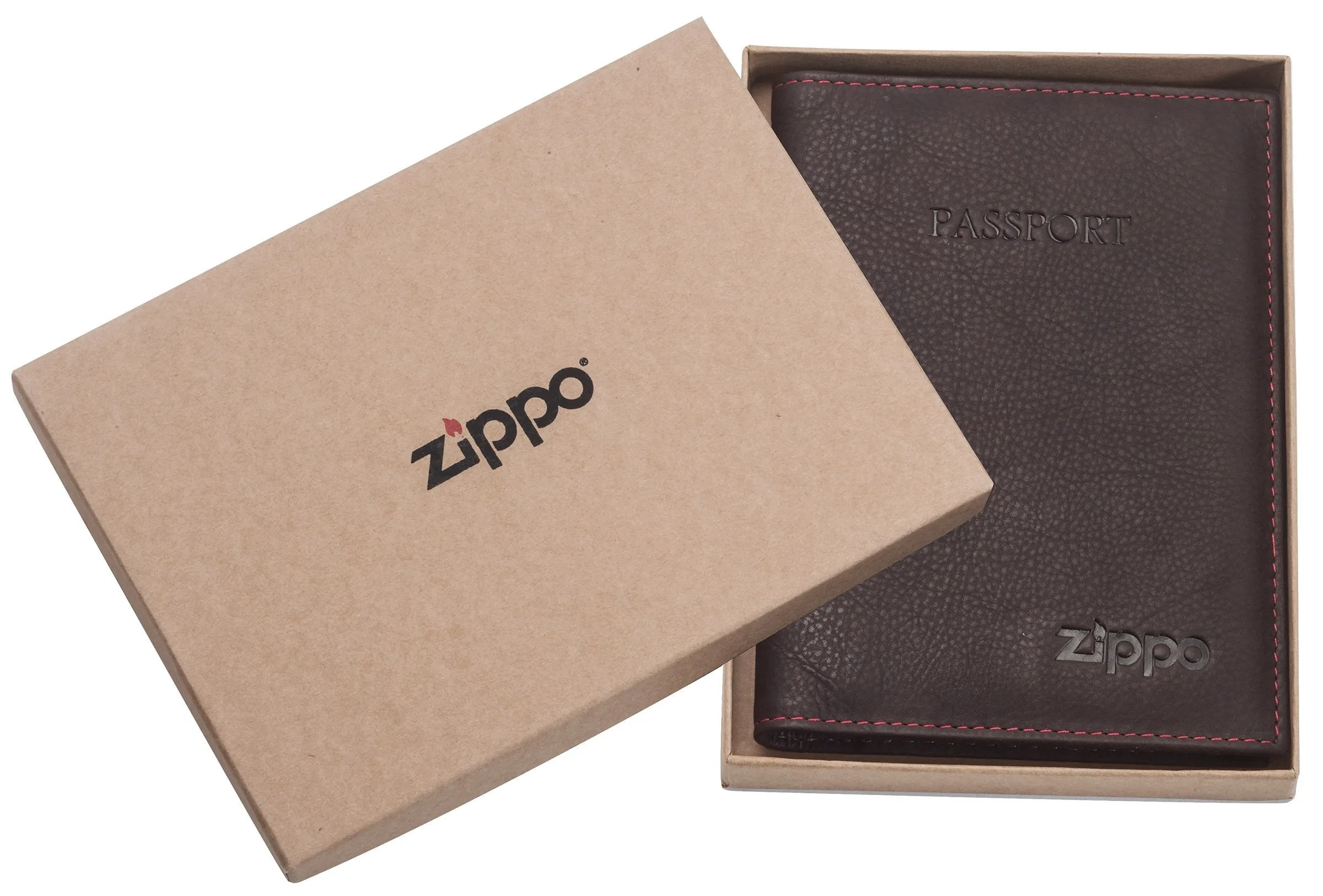 ZIPPO PASSPORT HOLDER MOCHA LEATHER